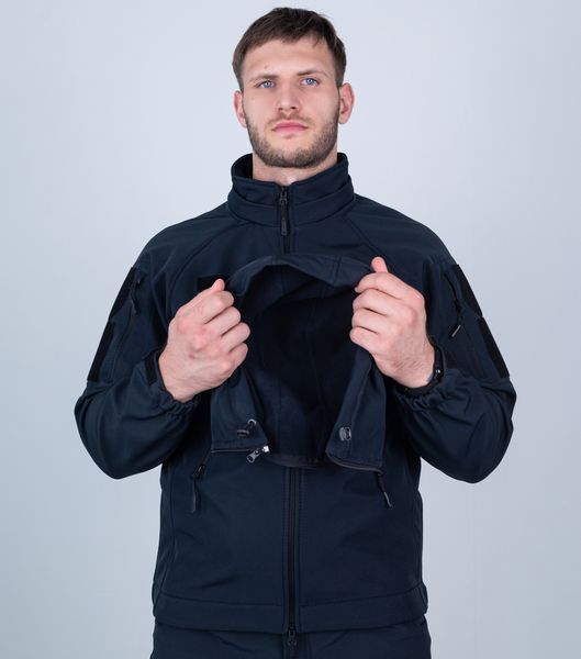 Куртка Soft Shell Andre ПОЛИЦИЯ съемный капюшон мужская, ТЕМНО СИНЯЯ S 223-1 фото