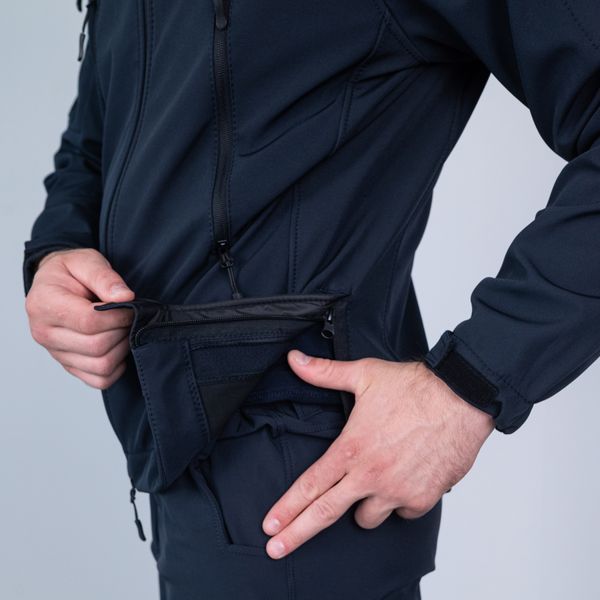 Куртка Soft Shell Andre ПОЛИЦИЯ съемный капюшон мужская, ТЕМНО СИНЯЯ S 223-1 фото