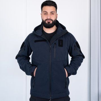 Куртка Soft Shell Striker стрейч флис ПОЛИЦИЯ мужская, ТЕМНО СИНЯЯ с отсеком под оружие S 178-1 фото