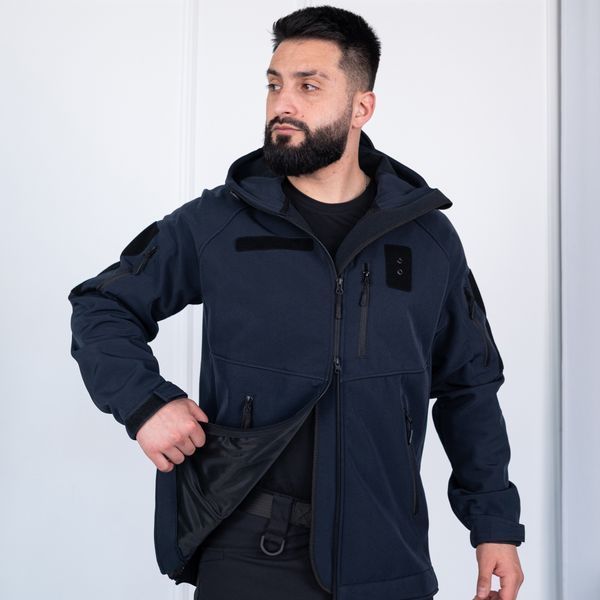 Куртка Soft Shell Striker стрейч флис ПОЛИЦИЯ мужская, ТЕМНО СИНЯЯ с отсеком под оружие S 178-1 фото