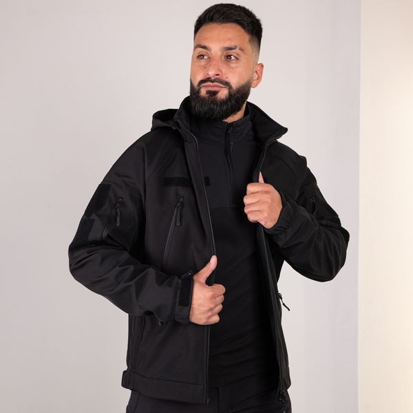 Куртка Soft Shell Andre поліція, відсік під зброю, з'ємний капюшон, чоловіча, чорна M 132-3 фото