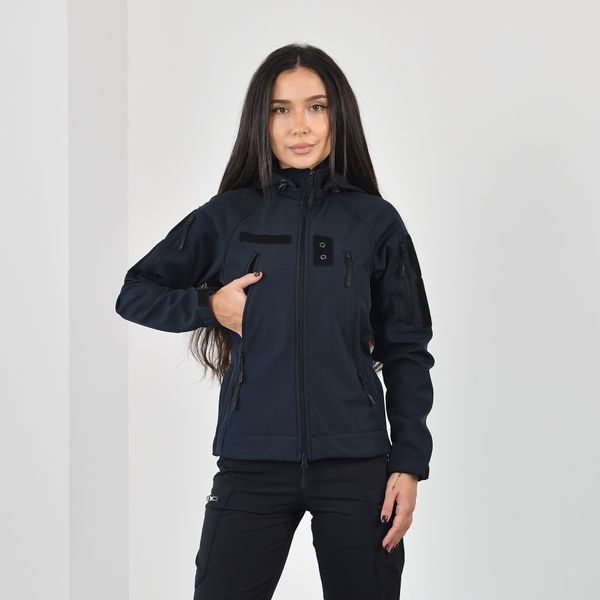 Куртка Soft Shell Andre ПОЛІЦІЯ, відсік під зброю, з'ємний капюшон, жіноча, ТЕМНО СИНЯ 2XS 225-01 фото