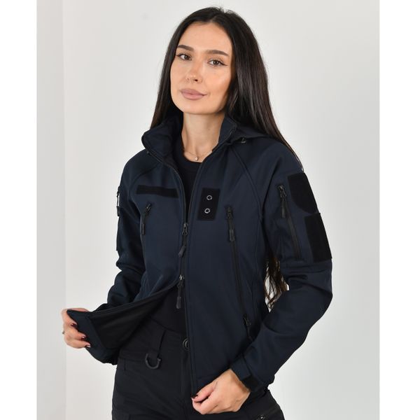 Куртка Soft Shell Andre ПОЛІЦІЯ, відсік під зброю, з'ємний капюшон, жіноча, ТЕМНО СИНЯ 2XS 225-01 фото