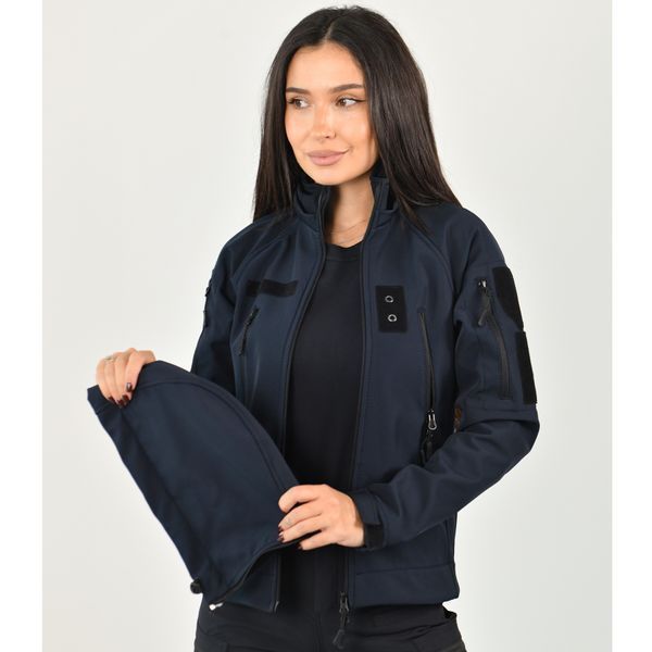 Куртка Soft Shell Andre ПОЛІЦІЯ, відсік під зброю, з'ємний капюшон, жіноча, ТЕМНО СИНЯ 2XS 225-01 фото